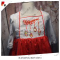 boutique white chiffon sleeve red girls dress